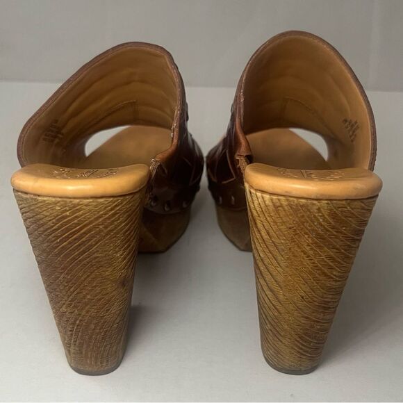 KORK-EASE Charissa Block Heel Sandals Women’s Sz 10 Tan Leather Woven Boho Retro - Picture 9 of 14